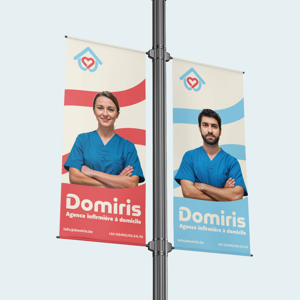 Panneau Domiris – identité visuelle pour infirmière à domicile