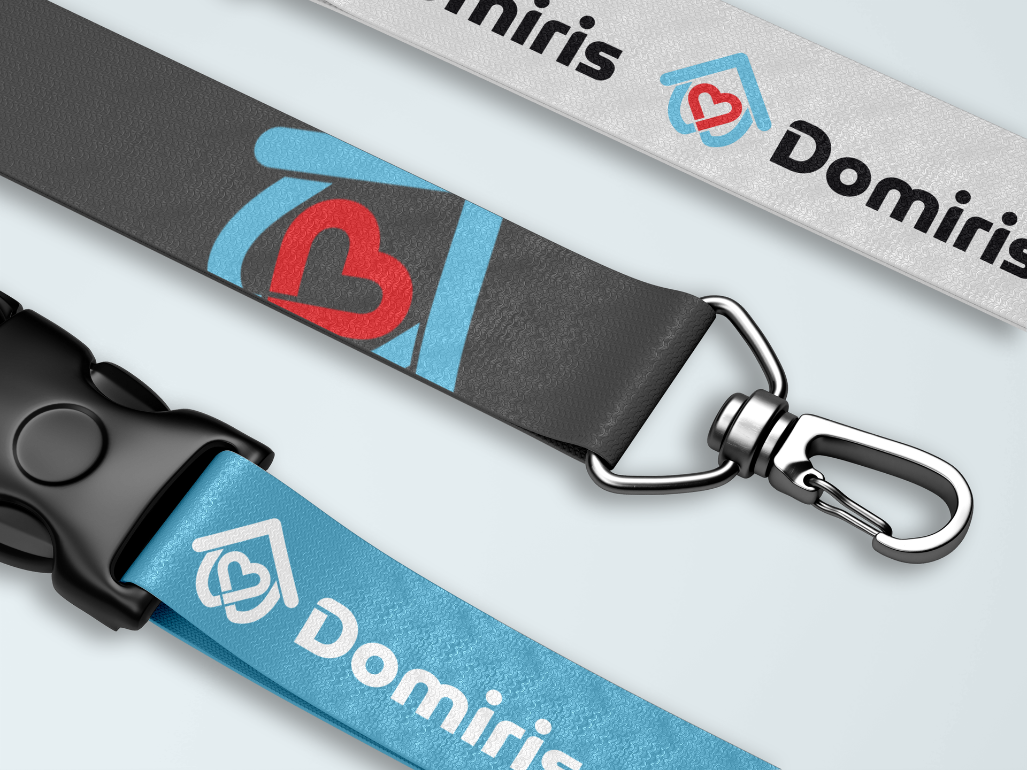 Accessoires de communication Domiris – lanières et badge personnalisés